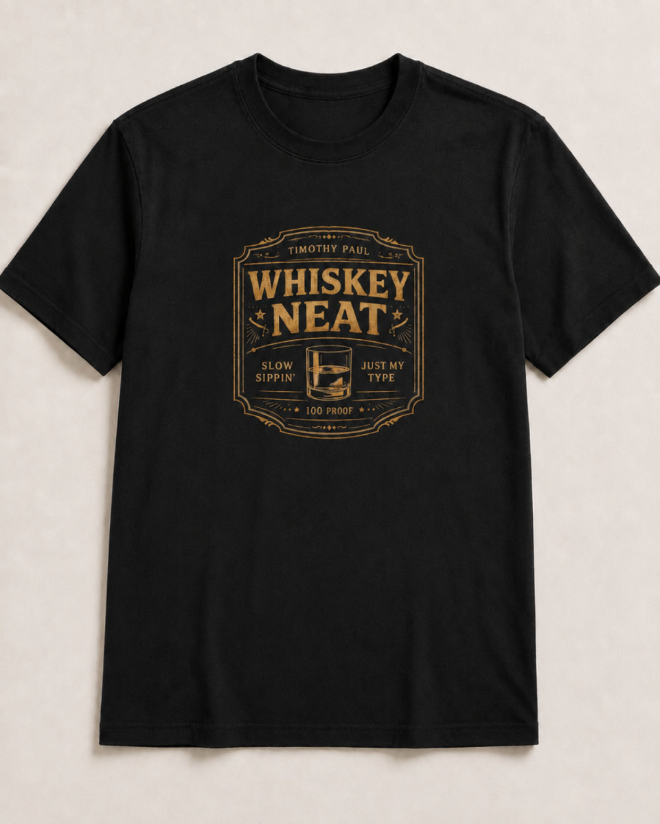 Whiskey Neat Gold Tee - Large