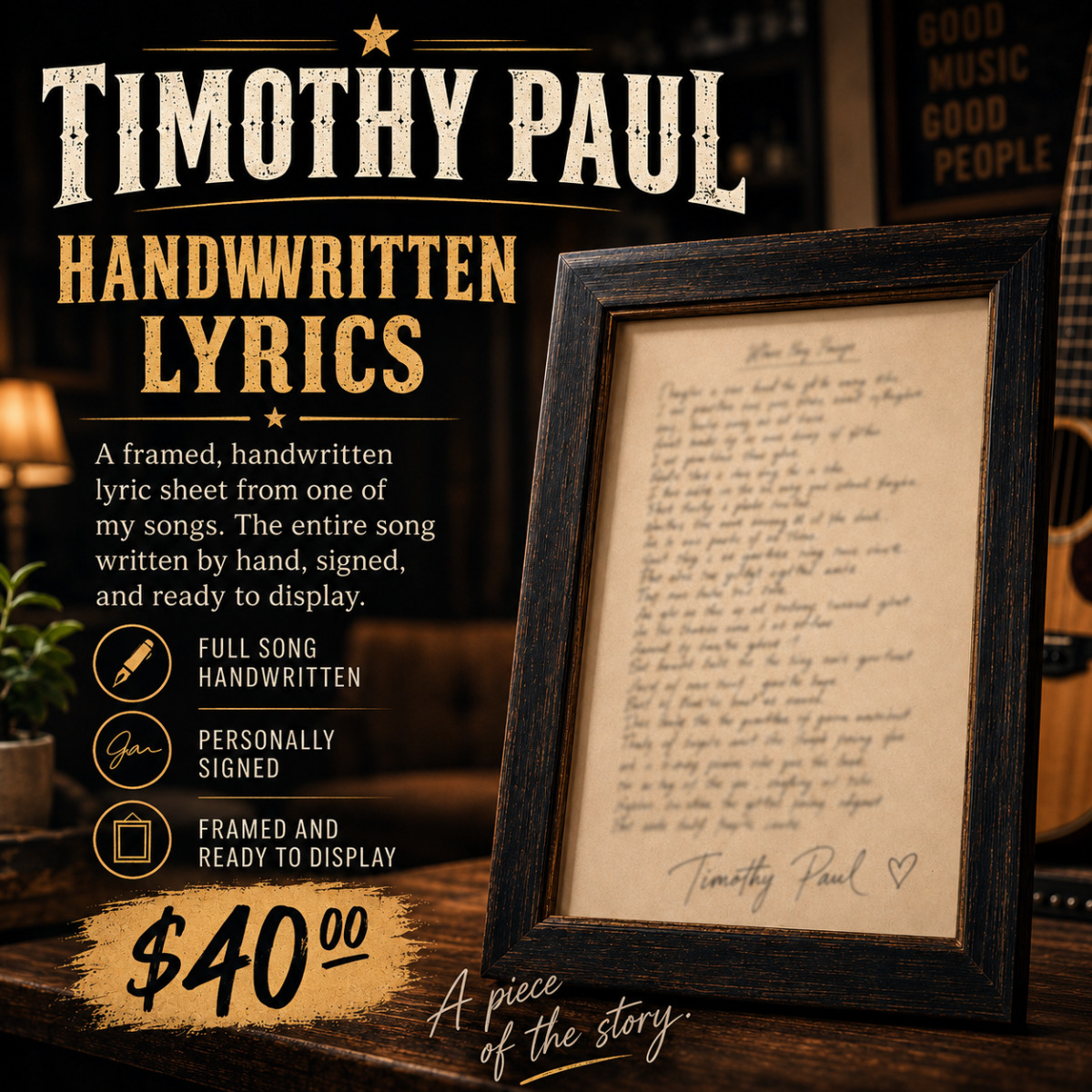 Framed Handwritten Lyrics