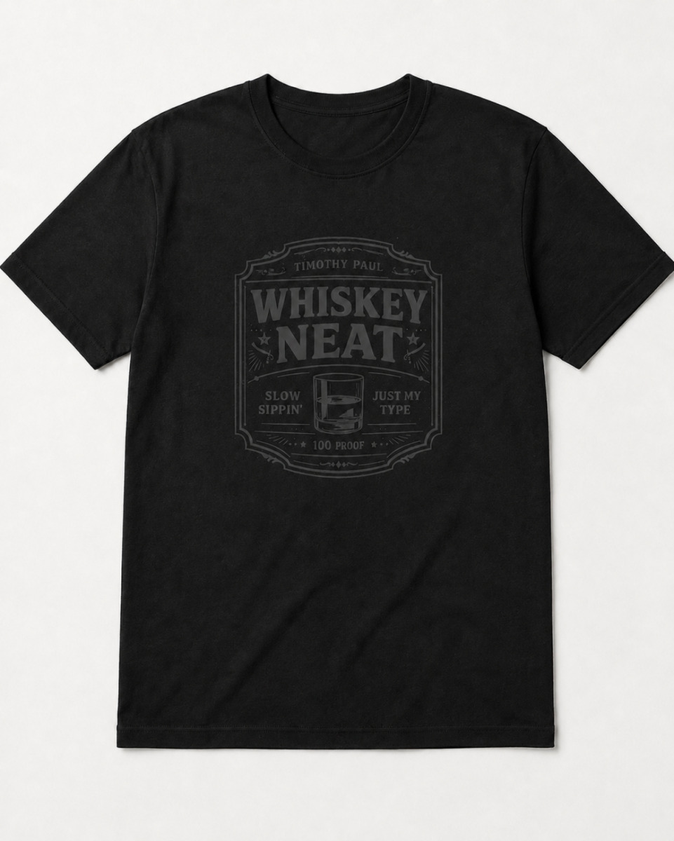 Whiskey Neat Blacked Out Tee - Large