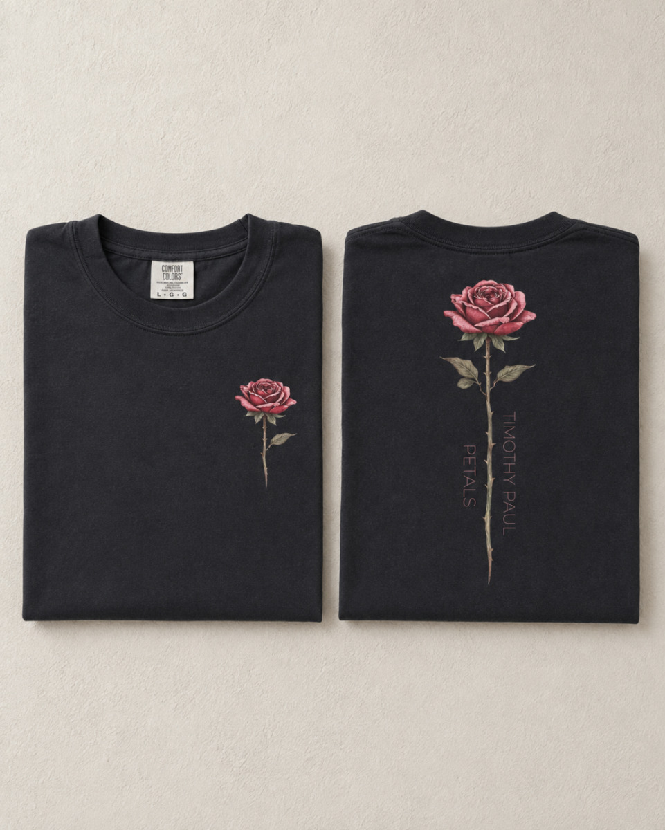 Petals Black Tee - Large
